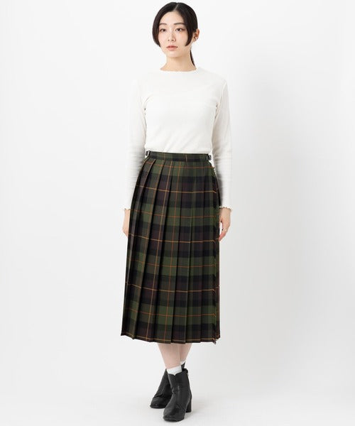 FRONT PLEATED WRAP SKIRT