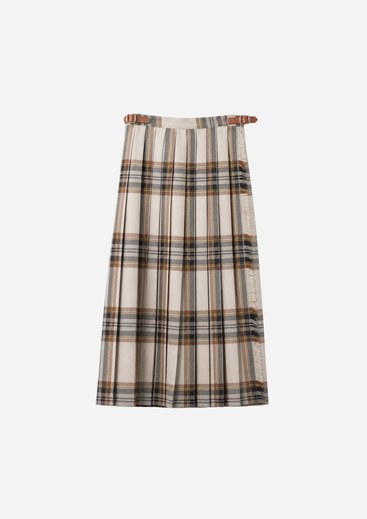 FRONT PLEATED WRAP SKIRT
