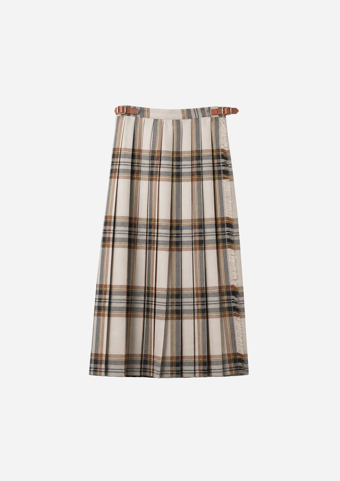 FRONT PLEATED WRAP SKIRT
