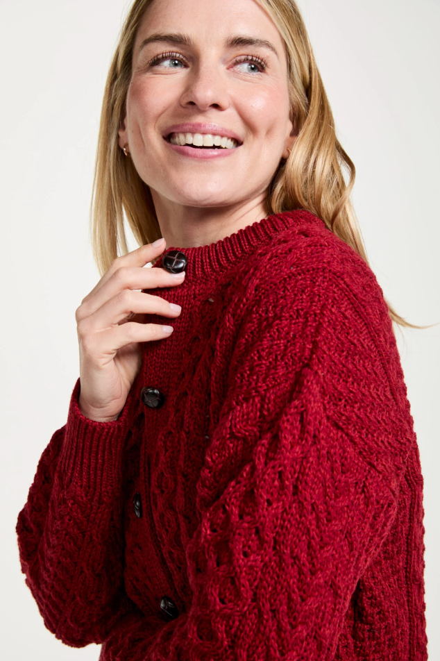 ARAN WOOLLEN MILLS CREW NECK CARDIGAN