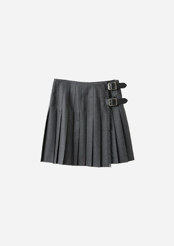 DOUBLE WIDE BELT MODEL KILT WRAP SKIRT MINI