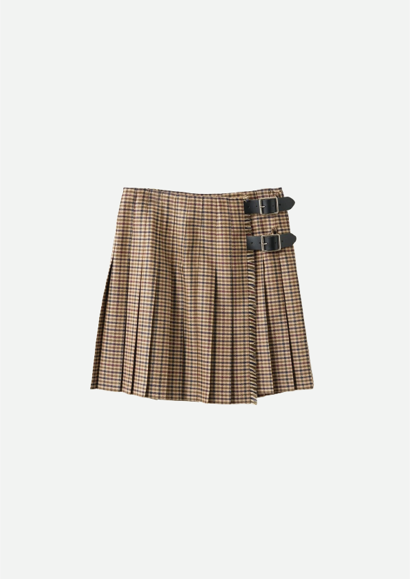 DOUBLE WIDE BELT MODEL KILT WRAP SKIRT MINI