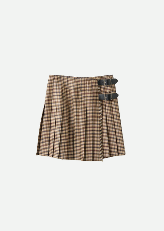 DOUBLE WIDE BELT MODEL KILT WRAP SKIRT MINI