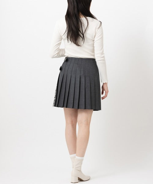 DOUBLE WIDE BELT MODEL KILT WRAP SKIRT MINI