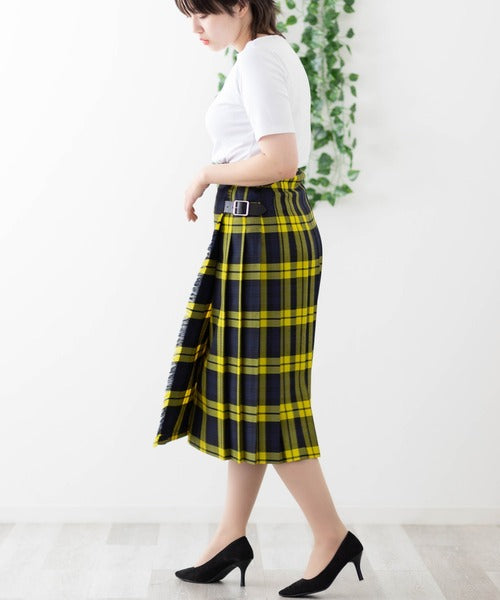 DOUBLE WIDE BELT MODEL KILT WRAP SKIRT