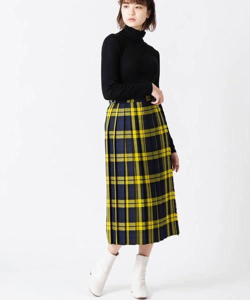 FRONT PLEATED WRAP SKIRT