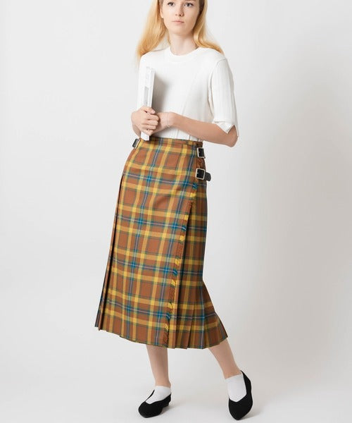 DOUBLE WIDE BELT KILT WRAP SKIRT