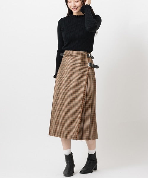 DOUBLE WIDE BELT KILT WRAP SKIRT
