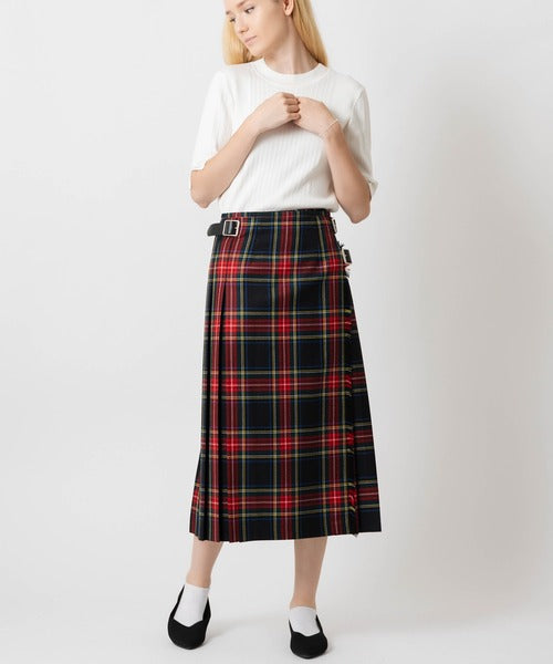 DOUBLE WIDE BELT KILT WRAP SKIRT
