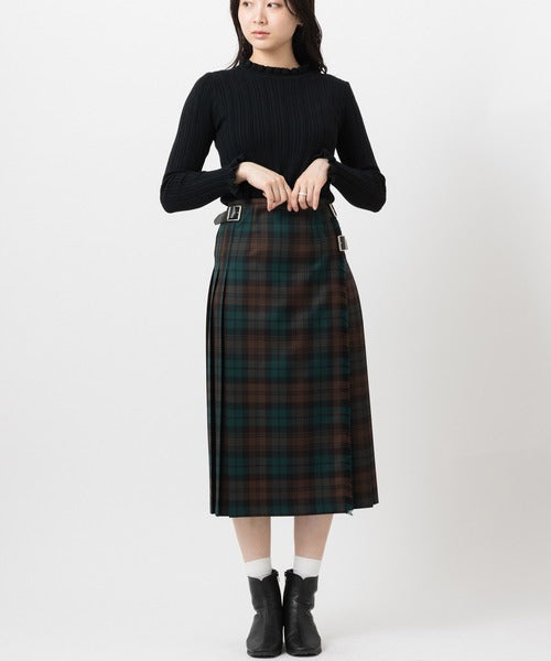 DOUBLE WIDE BELT KILT WRAP SKIRT
