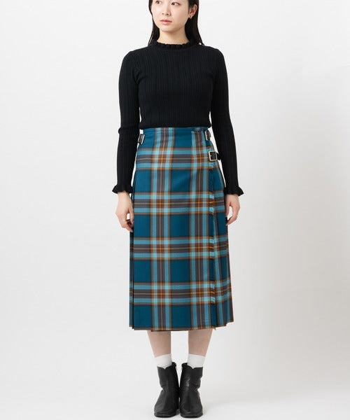 DOUBLE WIDE BELT KILT WRAP SKIRT