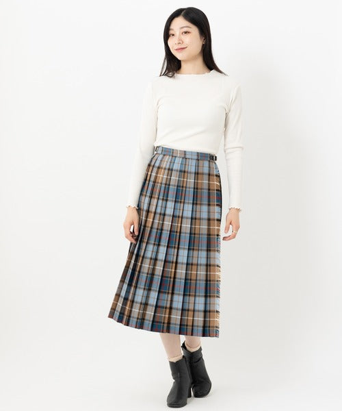 FRONT PLEATED WRAP SKIRT