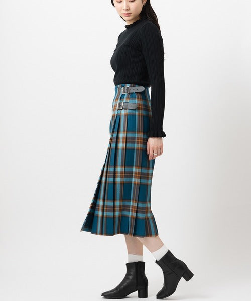 DOUBLE WIDE BELT KILT WRAP SKIRT