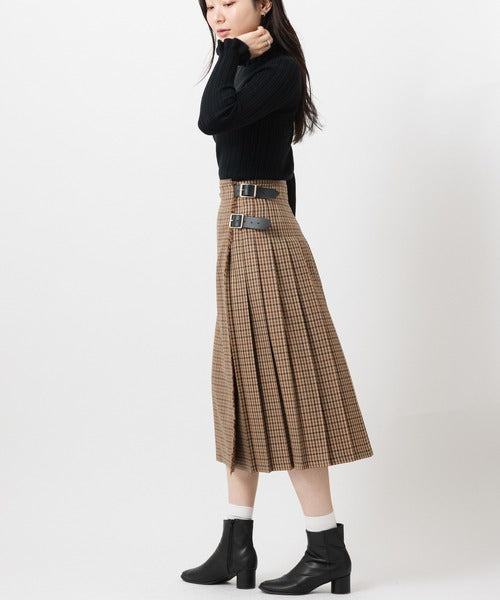 DOUBLE WIDE BELT KILT WRAP SKIRT