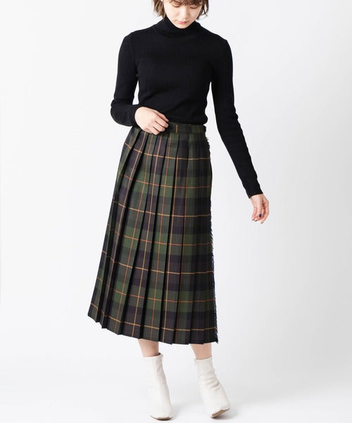 FRONT PLEATED WRAP SKIRT