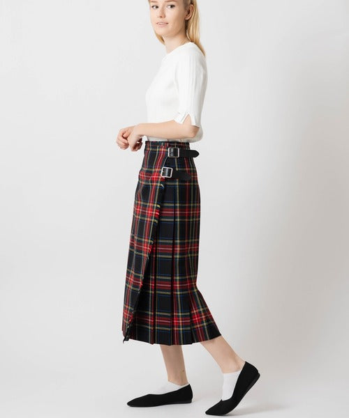 DOUBLE WIDE BELT KILT WRAP SKIRT