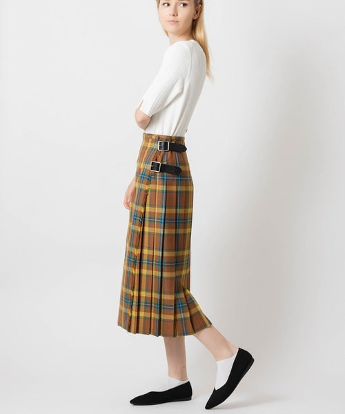 DOUBLE WIDE BELT KILT WRAP SKIRT