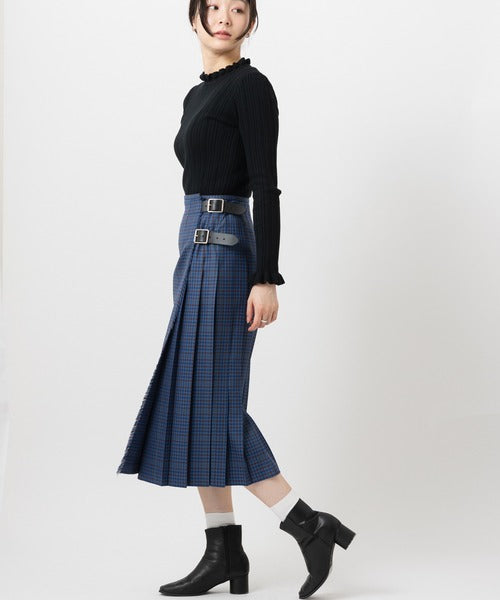 DOUBLE WIDE BELT KILT WRAP SKIRT