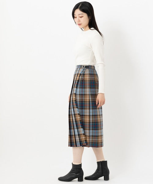FRONT PLEATED WRAP SKIRT