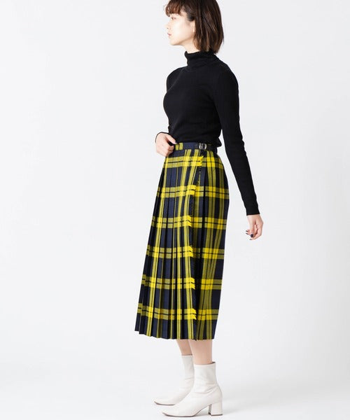 FRONT PLEATED WRAP SKIRT