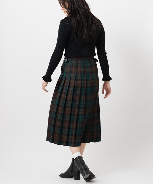 DOUBLE WIDE BELT KILT WRAP SKIRT