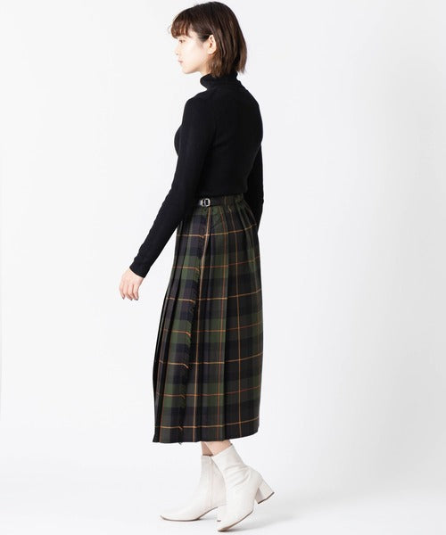FRONT PLEATED WRAP SKIRT