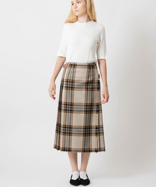DOUBLE BELT FASHION KILT SKIRT