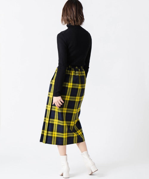 FRONT PLEATED WRAP SKIRT