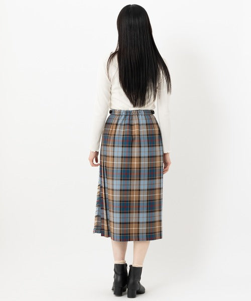 FRONT PLEATED WRAP SKIRT