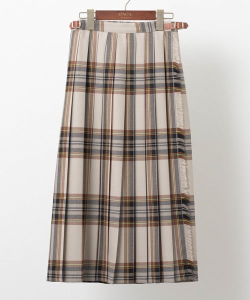 FRONT PLEATED WRAP SKIRT