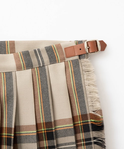 FRONT PLEATED WRAP SKIRT