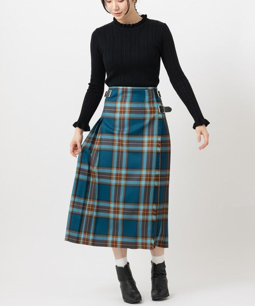 DOUBLE WIDE BELT KILT WRAP SKIRT