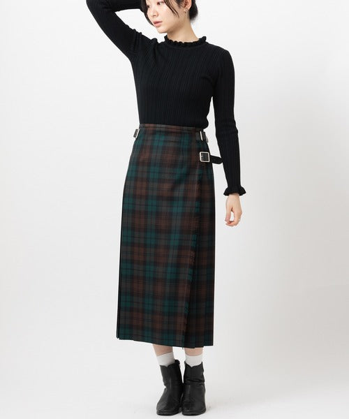 DOUBLE WIDE BELT KILT WRAP SKIRT