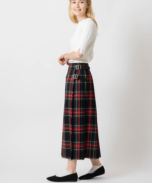 DOUBLE WIDE BELT KILT WRAP SKIRT