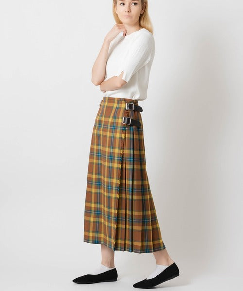 DOUBLE WIDE BELT KILT WRAP SKIRT