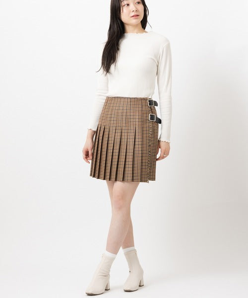 DOUBLE WIDE BELT MODEL KILT WRAP SKIRT MINI