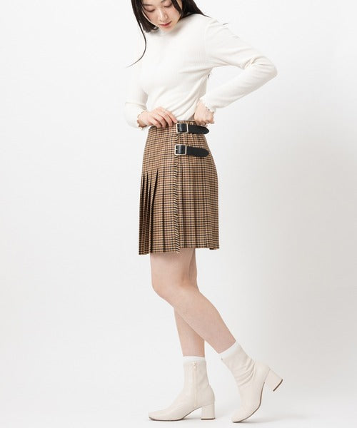 DOUBLE WIDE BELT MODEL KILT WRAP SKIRT MINI