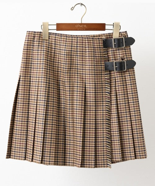 DOUBLE WIDE BELT MODEL KILT WRAP SKIRT MINI