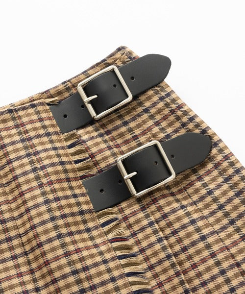 DOUBLE WIDE BELT MODEL KILT WRAP SKIRT MINI