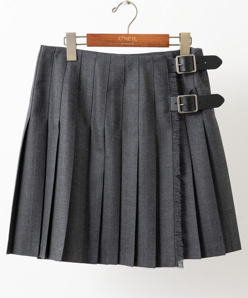 DOUBLE WIDE BELT MODEL KILT WRAP SKIRT MINI