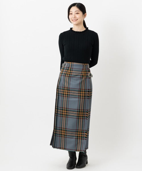 DOUBLE WIDE BELT KILT WRAP SKIRT