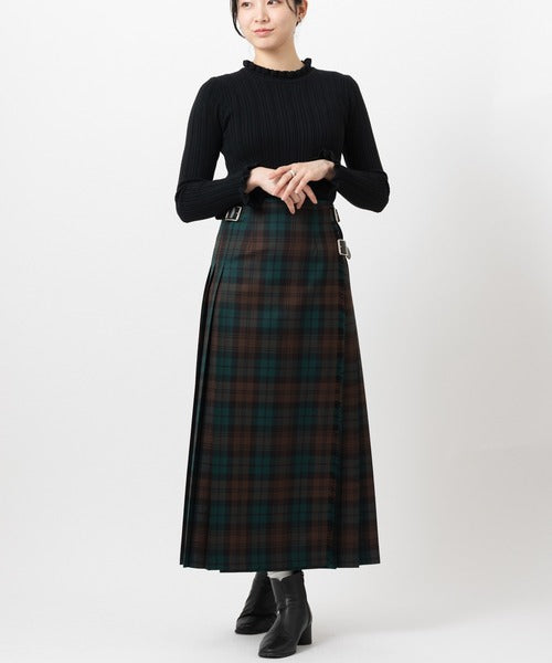 DOUBLE WIDE BELT KILT WRAP SKIRT