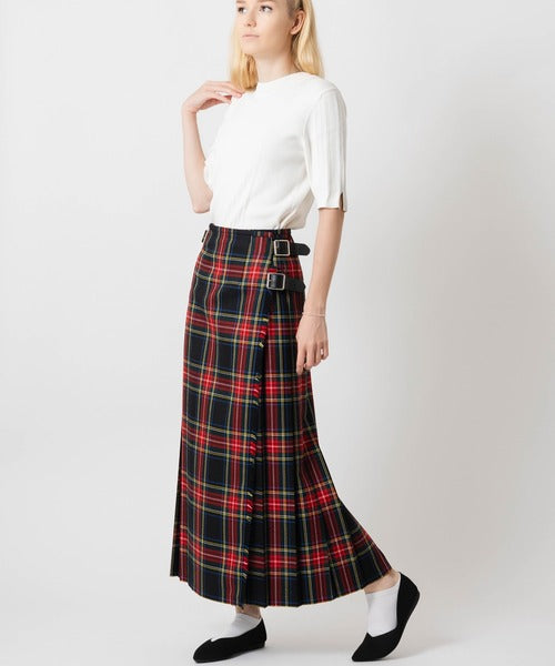 DOUBLE WIDE BELT KILT WRAP SKIRT