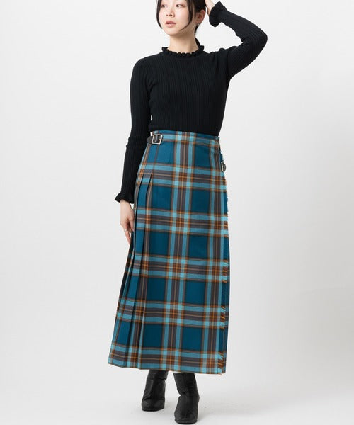 DOUBLE WIDE BELT KILT WRAP SKIRT