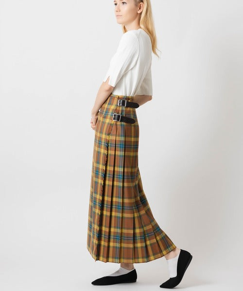 DOUBLE WIDE BELT KILT WRAP SKIRT