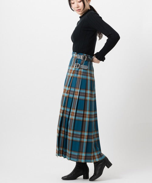 DOUBLE WIDE BELT KILT WRAP SKIRT