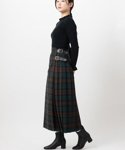 DOUBLE WIDE BELT KILT WRAP SKIRT