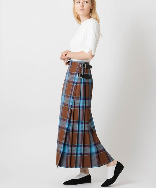DOUBLE WIDE BELT KILT WRAP SKIRT